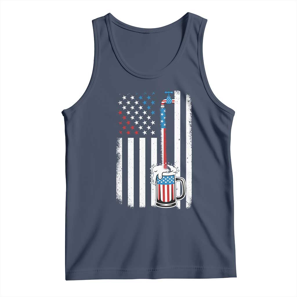 Funny Pouring Beer American Flag 4th Of July Craft Brewery Tank Top - Wonder Print Shop