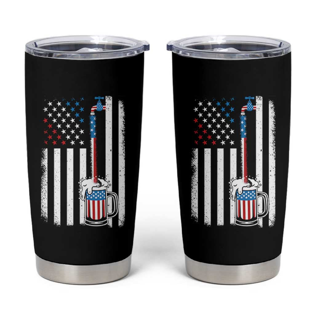 Funny Pouring Beer American Flag 4th Of July Craft Brewery Tumbler Cup - Wonder Print Shop