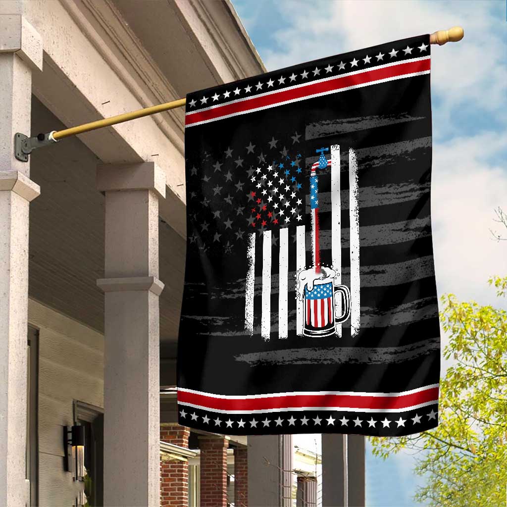 Funny Pouring Beer American Flag 4th Of July Craft Brewery Garden Flag