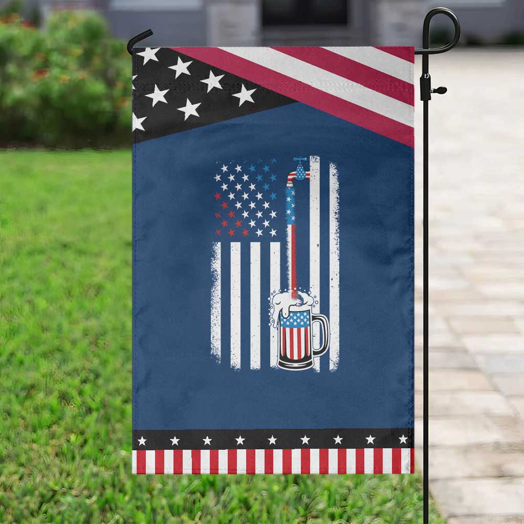Funny Pouring Beer American Flag 4th Of July Craft Brewery Garden Flag