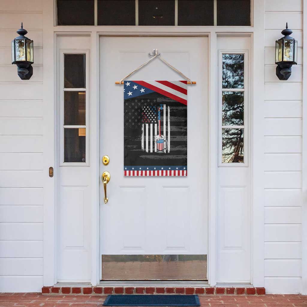 Funny Pouring Beer American Flag 4th Of July Craft Brewery Garden Flag