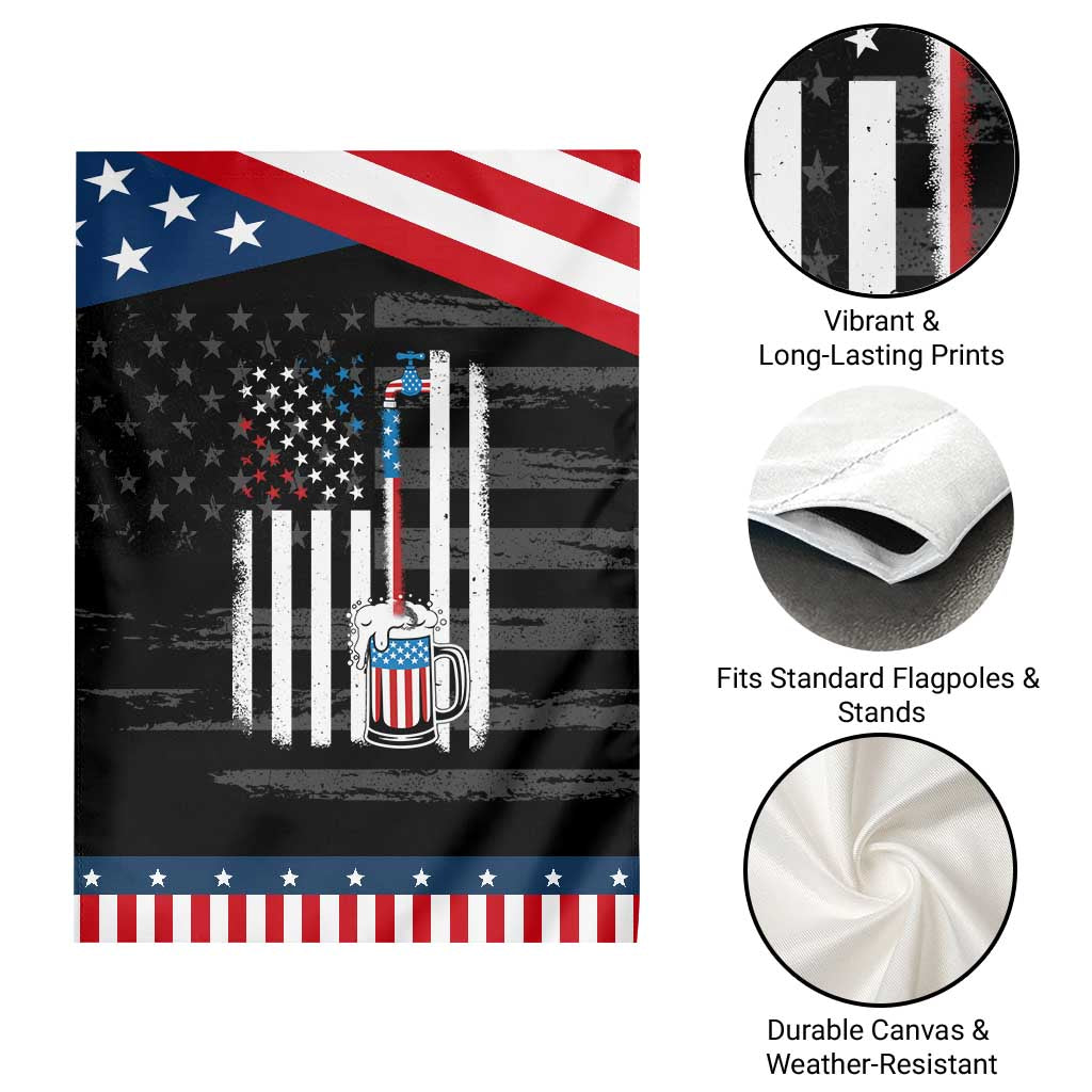 Funny Pouring Beer American Flag 4th Of July Craft Brewery Garden Flag