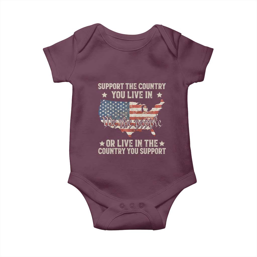 Funny Support The Country You Live In Baby Onesie American Flag Map We The People Patriotic - Wonder Print Shop