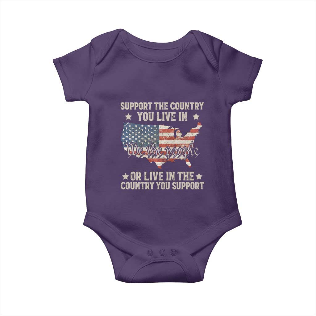 Funny Support The Country You Live In Baby Onesie American Flag Map We The People Patriotic - Wonder Print Shop