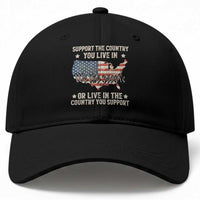 Funny Support The Country You Live In Baseball Cap American Flag Map We The People Patriotic