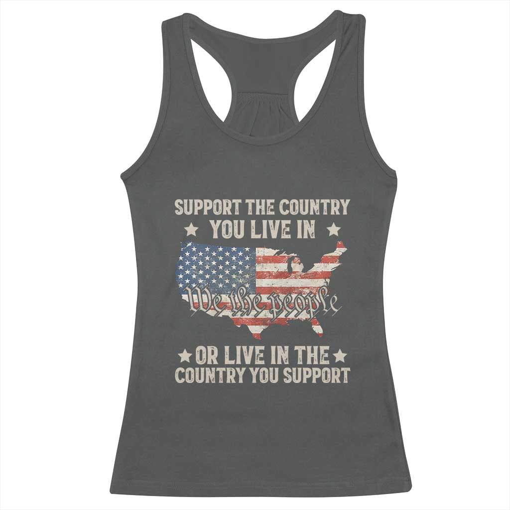 Funny Support The Country You Live In Racerback Tank Top American Flag Map We The People Patriotic - Wonder Print Shop