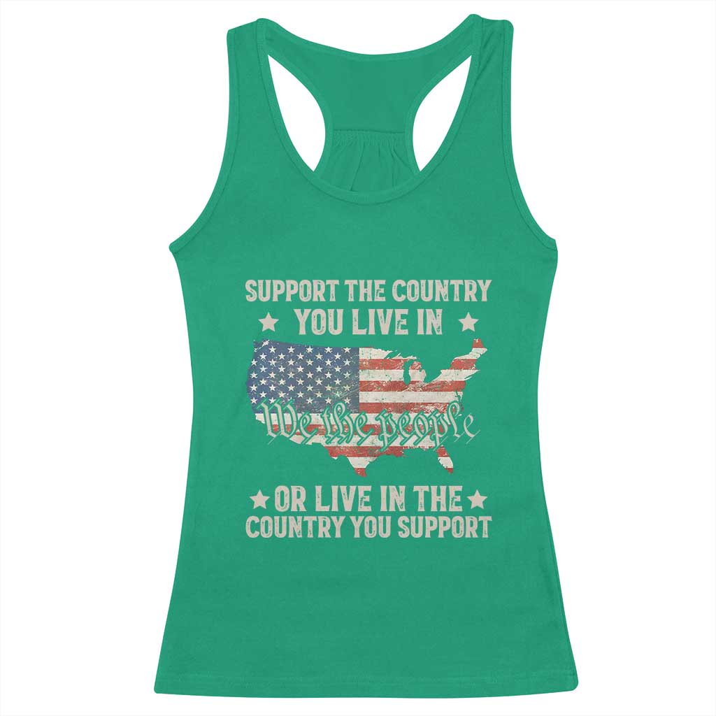 Funny Support The Country You Live In Racerback Tank Top American Flag Map We The People Patriotic - Wonder Print Shop