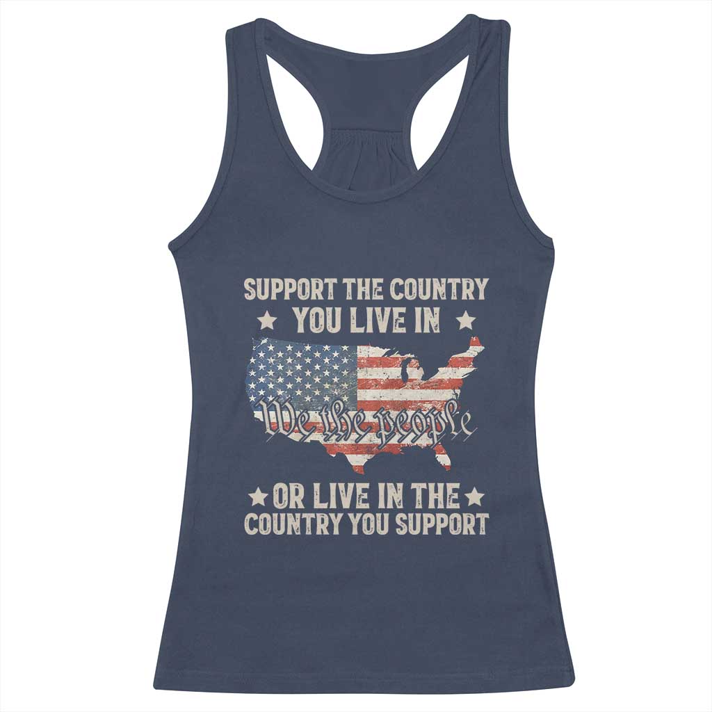 Funny Support The Country You Live In Racerback Tank Top American Flag Map We The People Patriotic - Wonder Print Shop