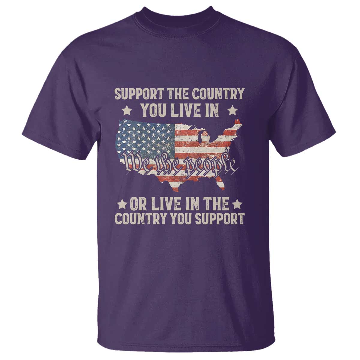 Funny Support The Country You Live In T Shirt American Flag Map We The People Patriotic - Wonder Print Shop