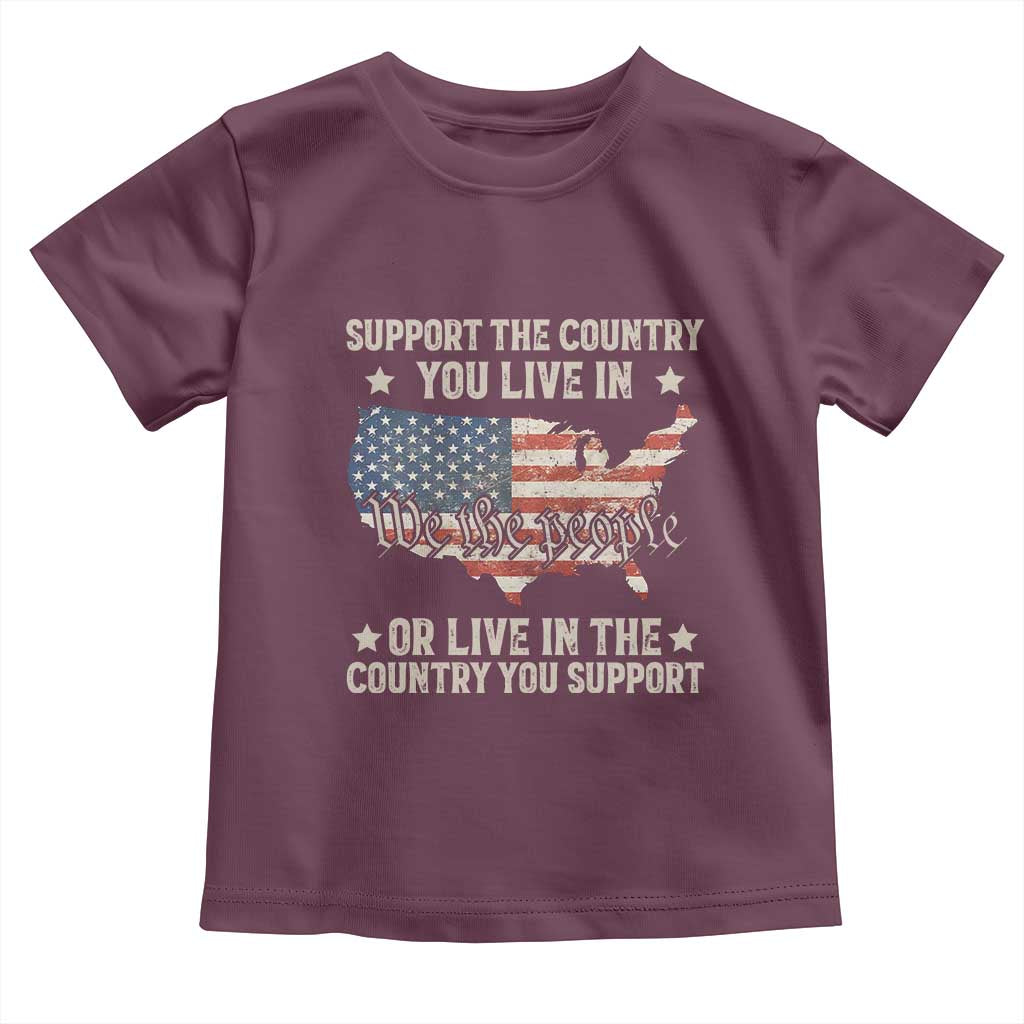 Funny Support The Country You Live In Toddler T Shirt American Flag Map We The People Patriotic - Wonder Print Shop