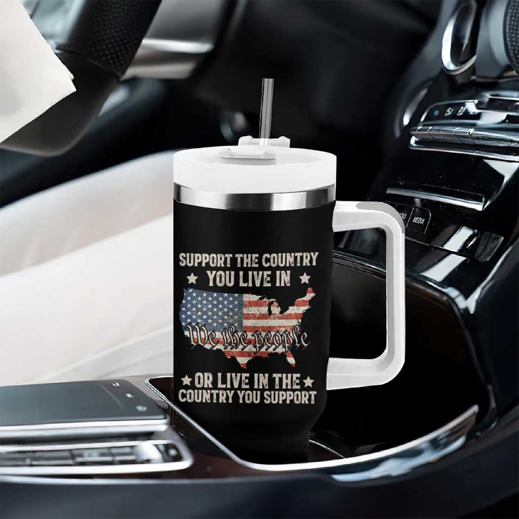 Funny Support The Country You Live In Tumbler With Handle American Flag Map We The People Patriotic - Wonder Print Shop
