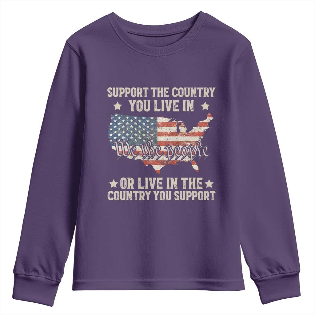 Funny Support The Country You Live In Youth Sweatshirt American Flag Map We The People Patriotic - Wonder Print Shop