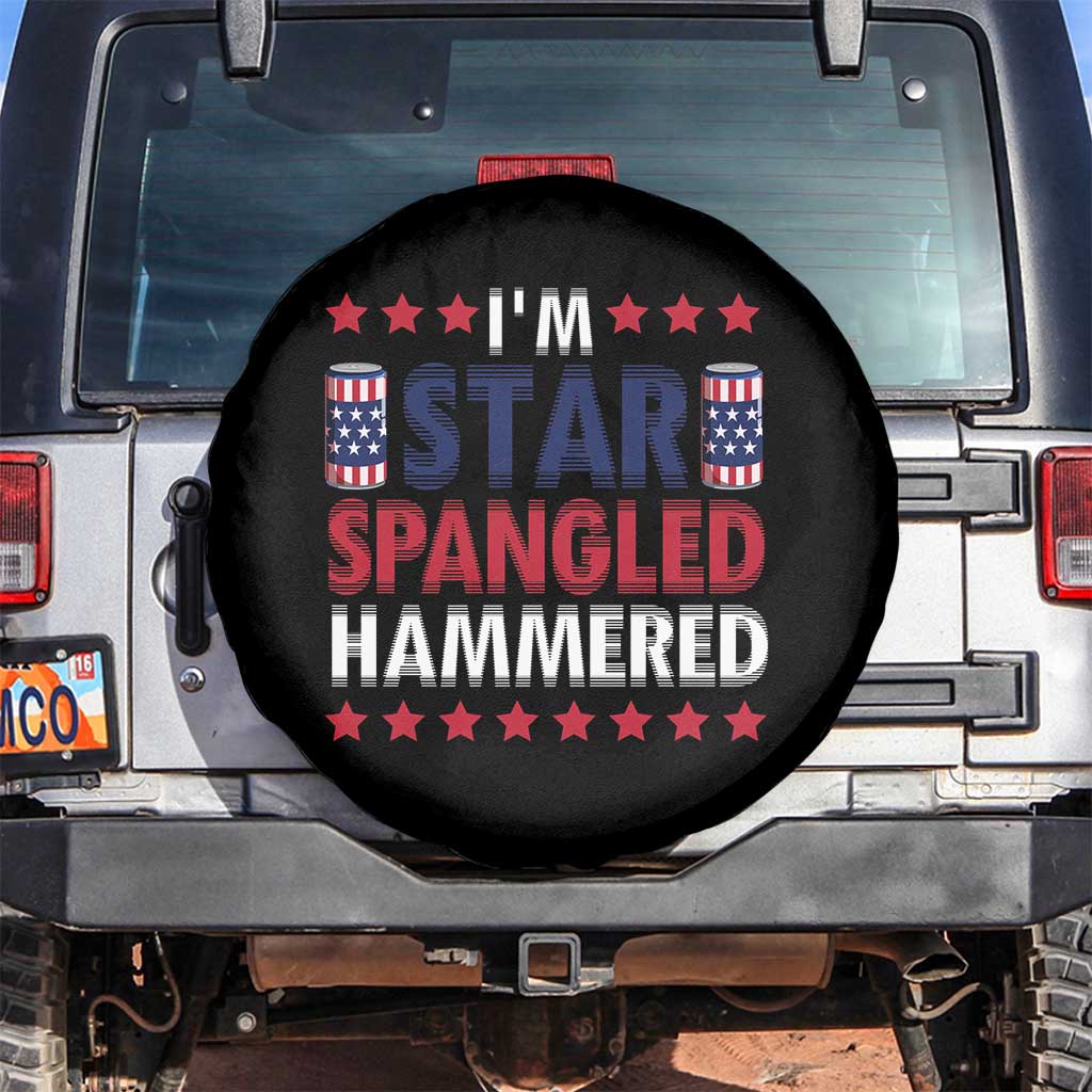 Funny 4th Of July Beer Drinking Lover Spare Tire Cover I'm Star Spangled Hammered - Wonder Print Shop