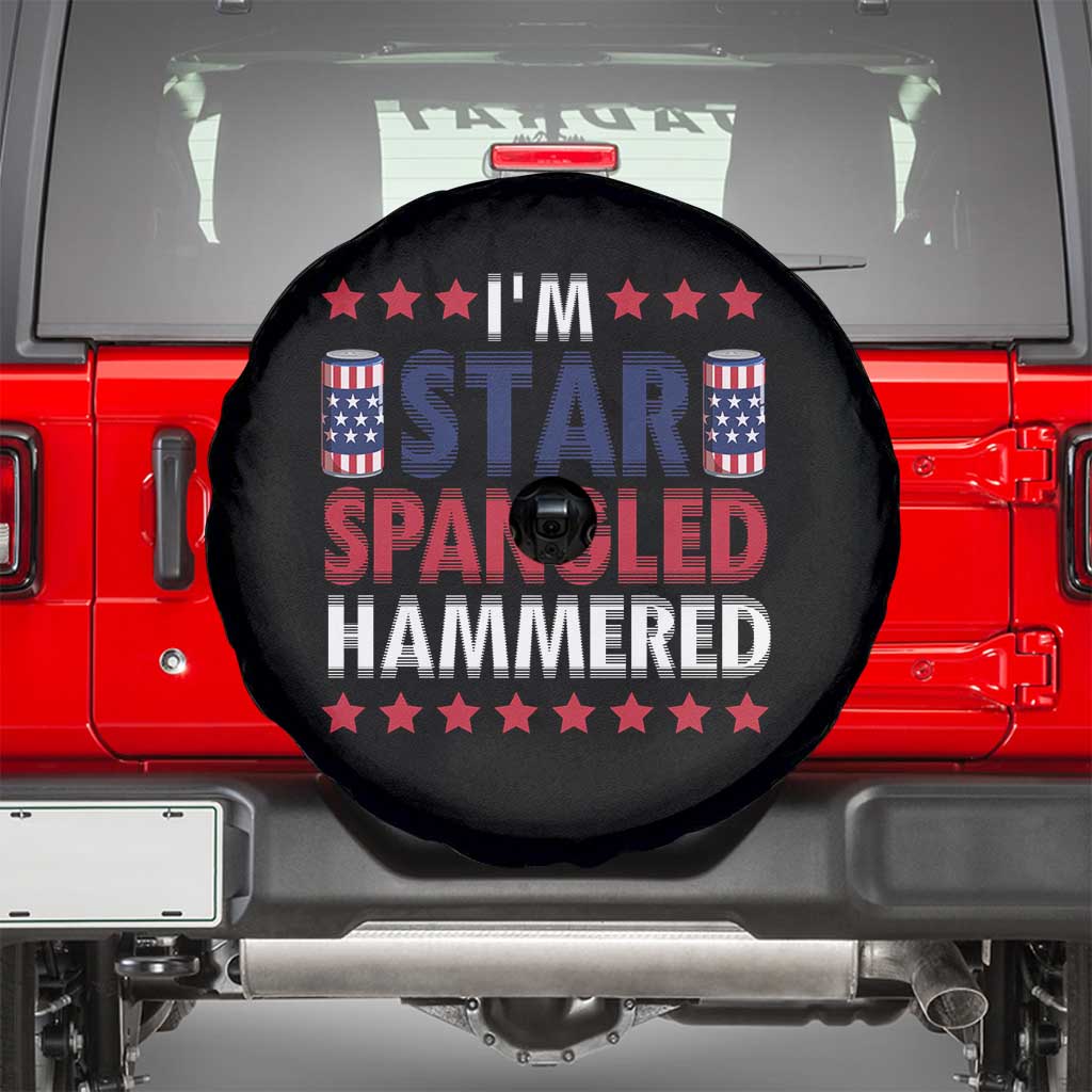 Funny 4th Of July Beer Drinking Lover Spare Tire Cover I'm Star Spangled Hammered - Wonder Print Shop