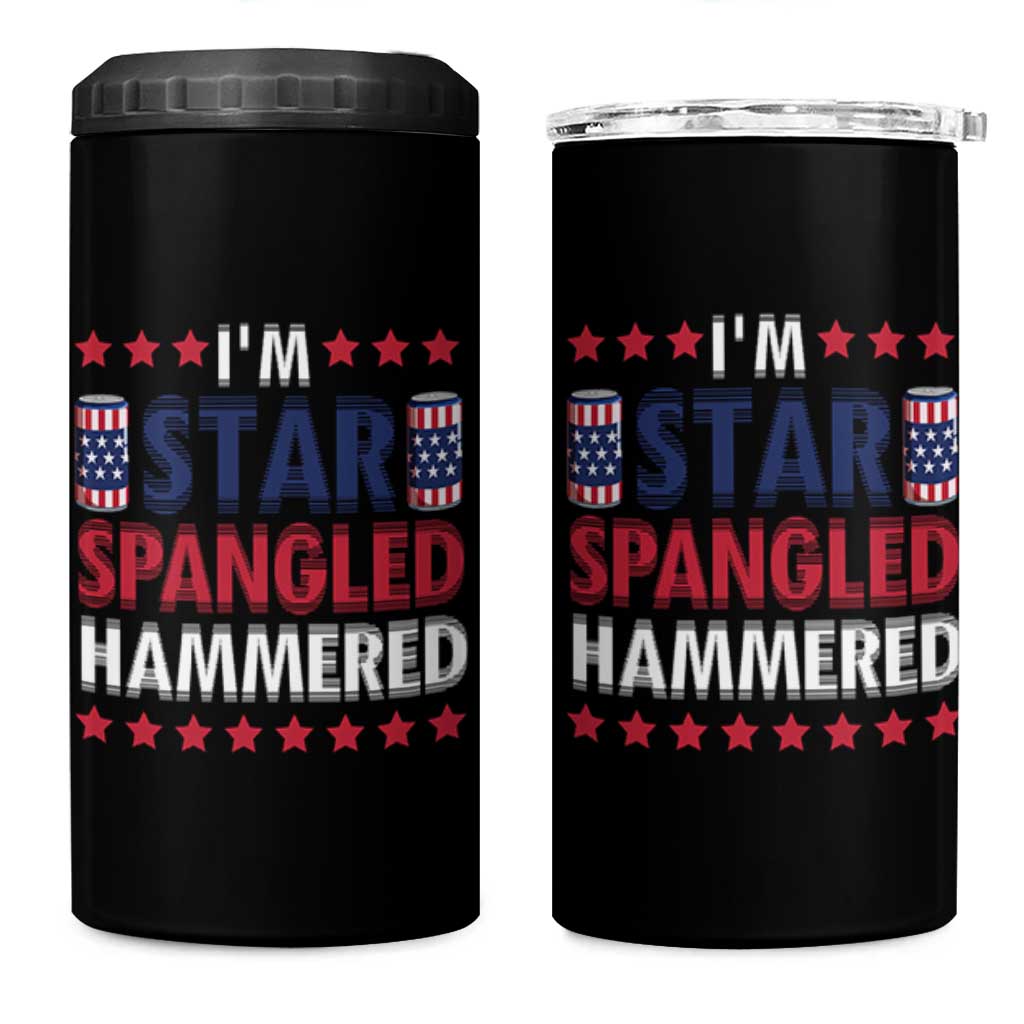 Funny 4th Of July Beer Drinking Lover 4 in 1 Can Cooler Tumbler I'm Star Spangled Hammered - Wonder Print Shop