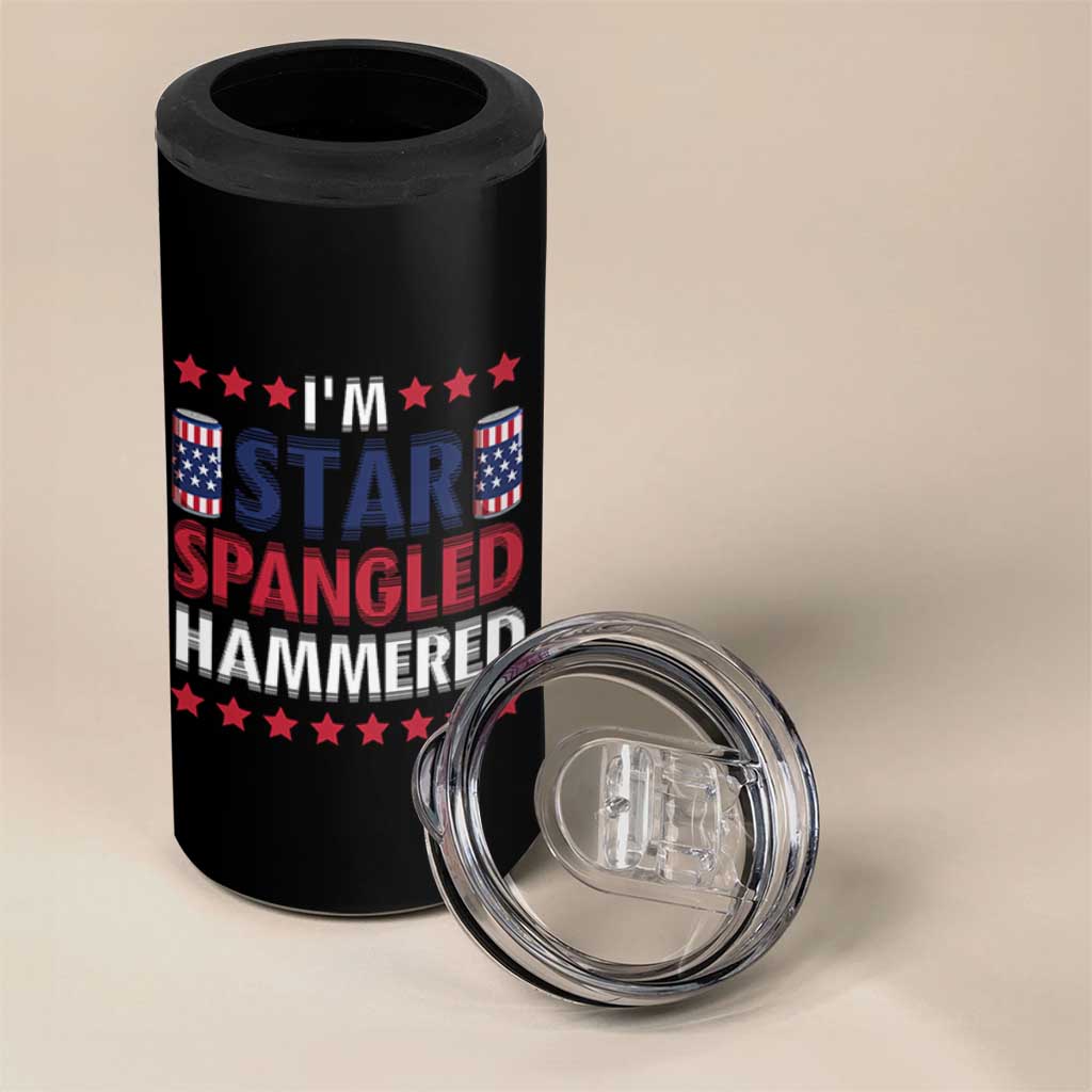 Funny 4th Of July Beer Drinking Lover 4 in 1 Can Cooler Tumbler I'm Star Spangled Hammered - Wonder Print Shop