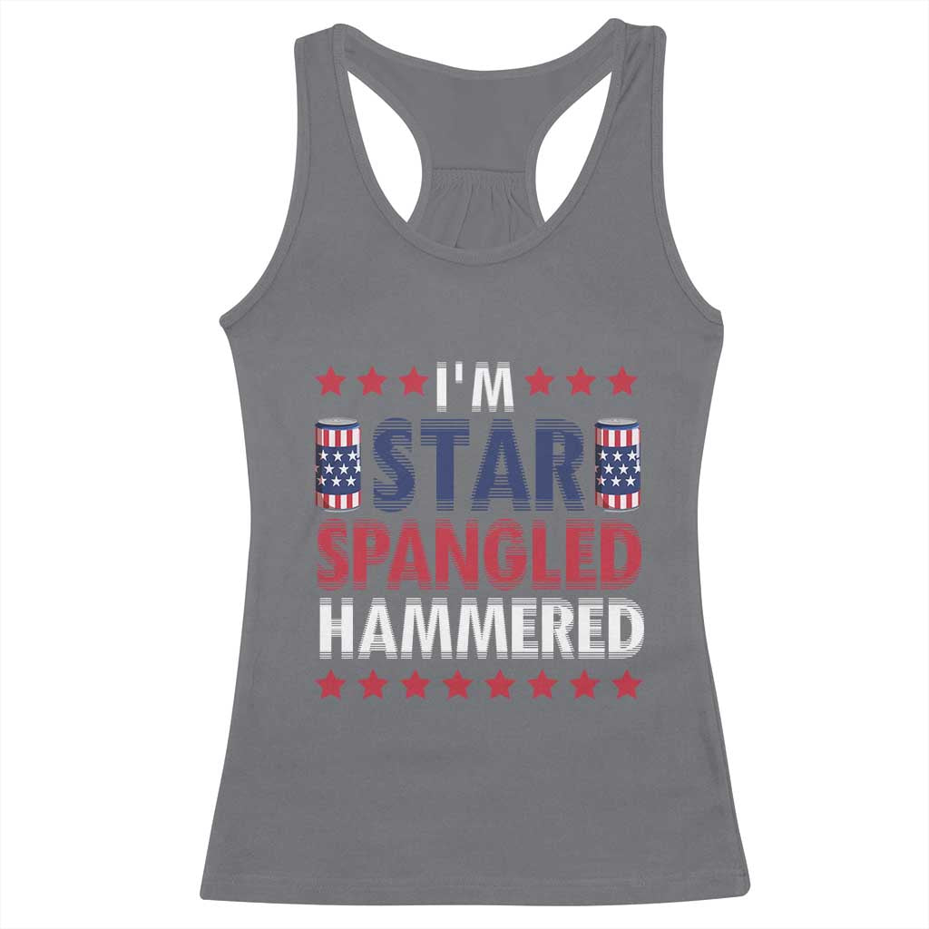 Funny 4th Of July Beer Drinking Lover Racerback Tank Top I'm Star Spangled Hammered - Wonder Print Shop