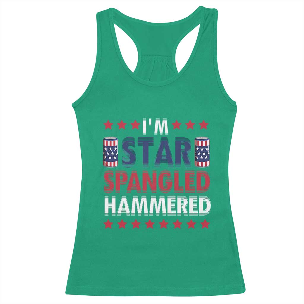 Funny 4th Of July Beer Drinking Lover Racerback Tank Top I'm Star Spangled Hammered - Wonder Print Shop