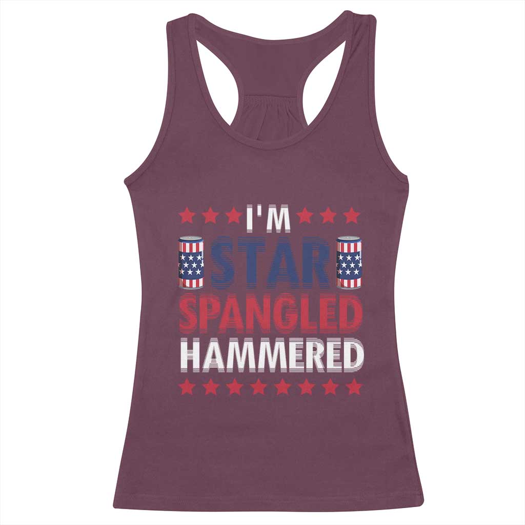 Funny 4th Of July Beer Drinking Lover Racerback Tank Top I'm Star Spangled Hammered - Wonder Print Shop