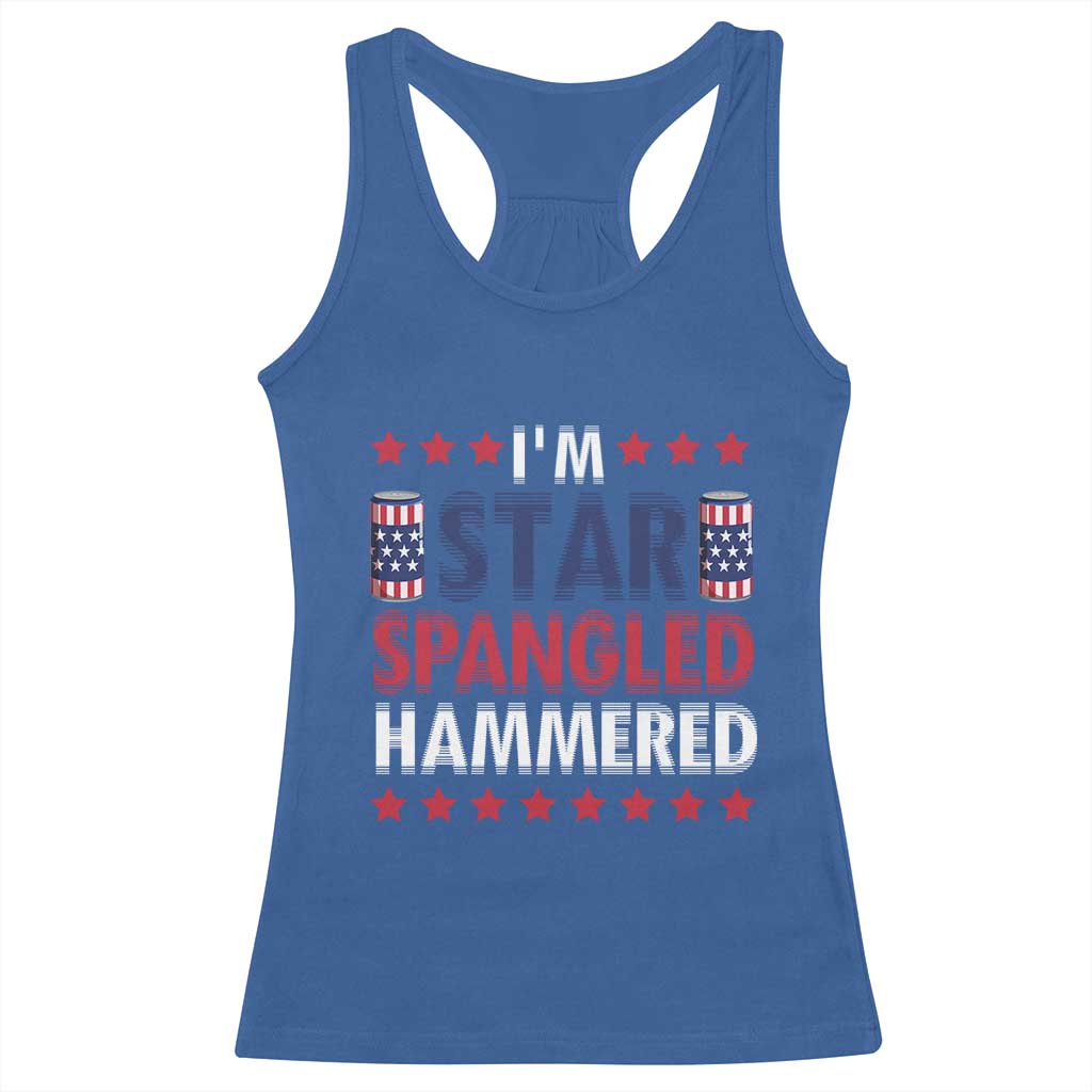 Funny 4th Of July Beer Drinking Lover Racerback Tank Top I'm Star Spangled Hammered - Wonder Print Shop