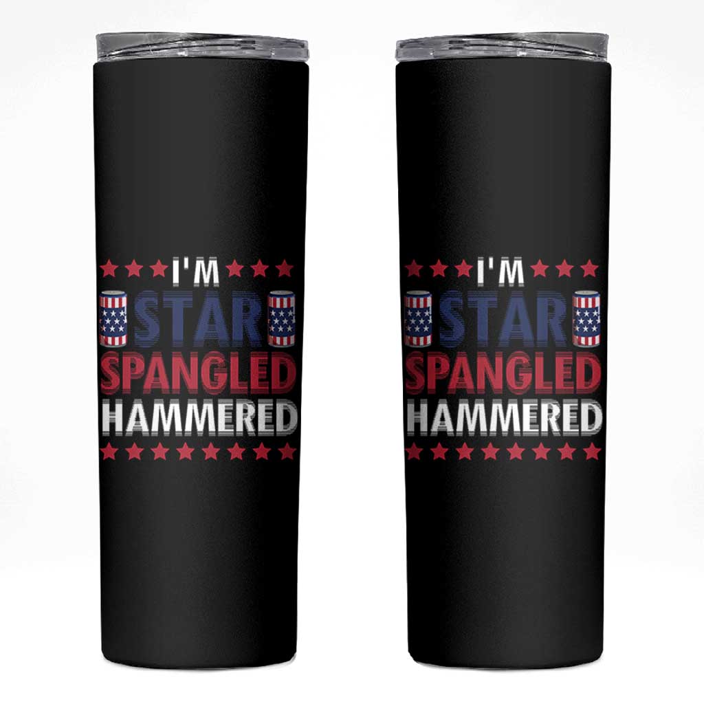 Funny 4th Of July Beer Drinking Lover Skinny Tumbler I'm Star Spangled Hammered - Wonder Print Shop