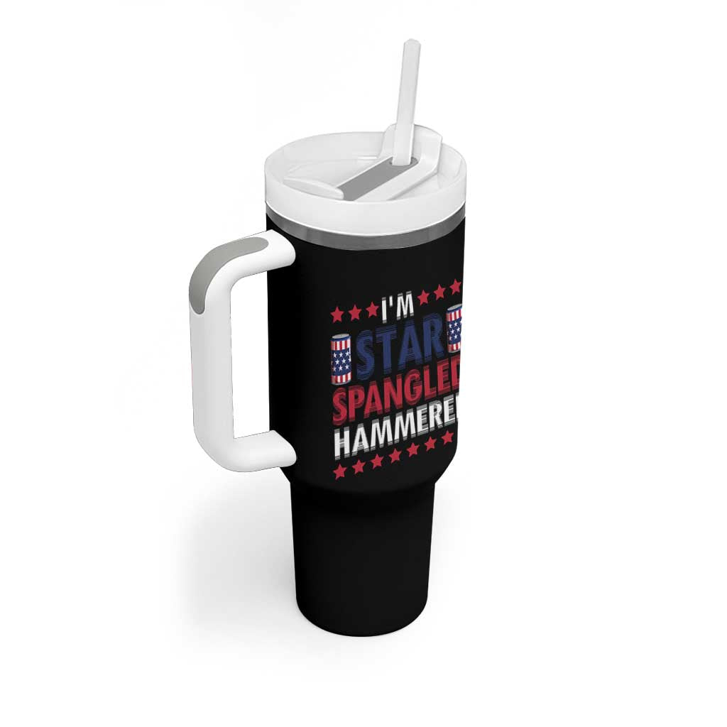 Funny 4th Of July Beer Drinking Lover Tumbler With Handle I'm Star Spangled Hammered - Wonder Print Shop