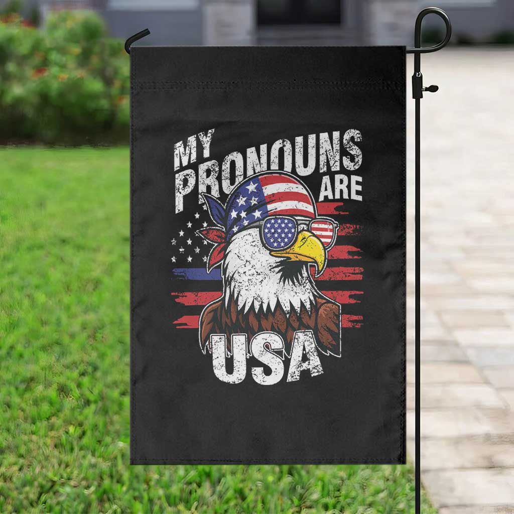 Funny My Pronouns Are USA 4th of July Garden Flag Patriotic Eagle American Flag - Wonder Print Shop