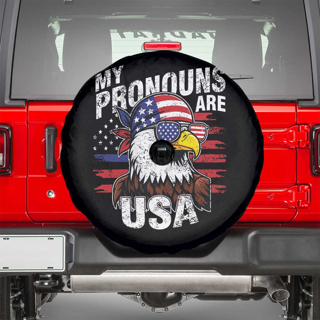 Funny My Pronouns Are USA 4th of July Spare Tire Cover Patriotic Eagle American Flag - Wonder Print Shop