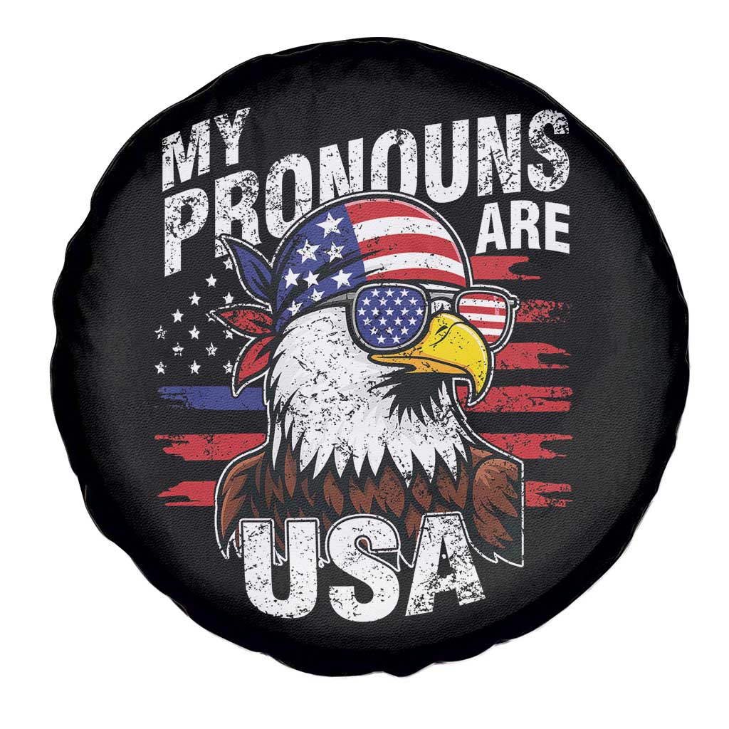 Funny My Pronouns Are USA 4th of July Spare Tire Cover Patriotic Eagle American Flag - Wonder Print Shop