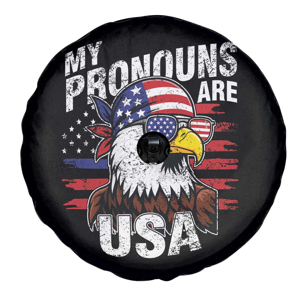 Funny My Pronouns Are USA 4th of July Spare Tire Cover Patriotic Eagle American Flag - Wonder Print Shop