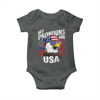 Funny My Pronouns Are USA 4th of July Baby Onesie Patriotic Eagle American Flag - Wonder Print Shop