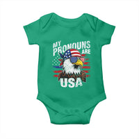 Funny My Pronouns Are USA 4th of July Baby Onesie Patriotic Eagle American Flag - Wonder Print Shop