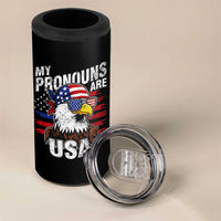Funny My Pronouns Are USA 4th of July 4 in 1 Can Cooler Tumbler Patriotic Eagle American Flag - Wonder Print Shop