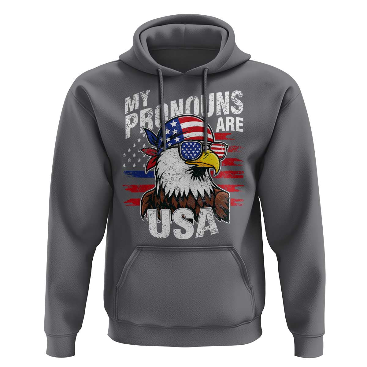 Funny My Pronouns Are USA 4th of July Hoodie Patriotic Eagle American Flag - Wonder Print Shop