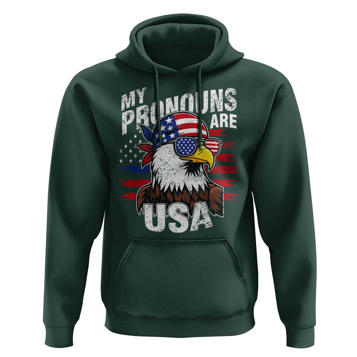 Funny My Pronouns Are USA 4th of July Hoodie Patriotic Eagle American Flag - Wonder Print Shop
