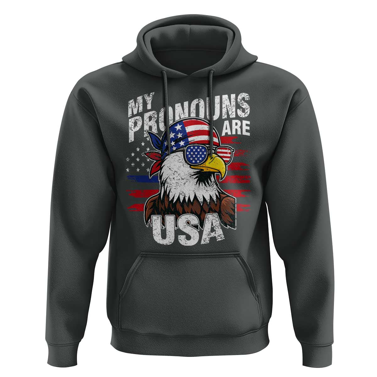 Funny My Pronouns Are USA 4th of July Hoodie Patriotic Eagle American Flag - Wonder Print Shop