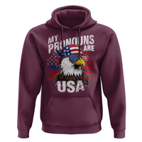 Funny My Pronouns Are USA 4th of July Hoodie Patriotic Eagle American Flag - Wonder Print Shop