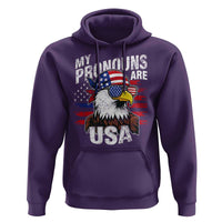 Funny My Pronouns Are USA 4th of July Hoodie Patriotic Eagle American Flag - Wonder Print Shop