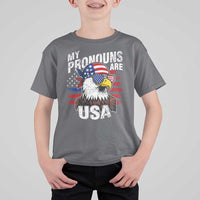Funny My Pronouns Are USA 4th of July T Shirt For Kid Patriotic Eagle American Flag - Wonder Print Shop