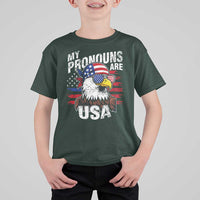 Funny My Pronouns Are USA 4th of July T Shirt For Kid Patriotic Eagle American Flag - Wonder Print Shop
