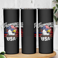 Funny My Pronouns Are USA 4th of July Skinny Tumbler Patriotic Eagle American Flag - Wonder Print Shop