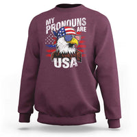 Funny My Pronouns Are USA 4th of July Sweatshirt Patriotic Eagle American Flag - Wonder Print Shop