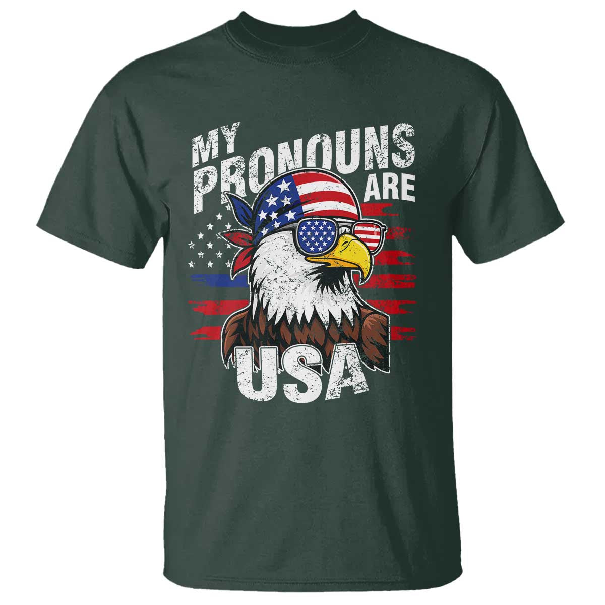 Funny My Pronouns Are USA 4th of July T Shirt Patriotic Eagle American Flag - Wonder Print Shop