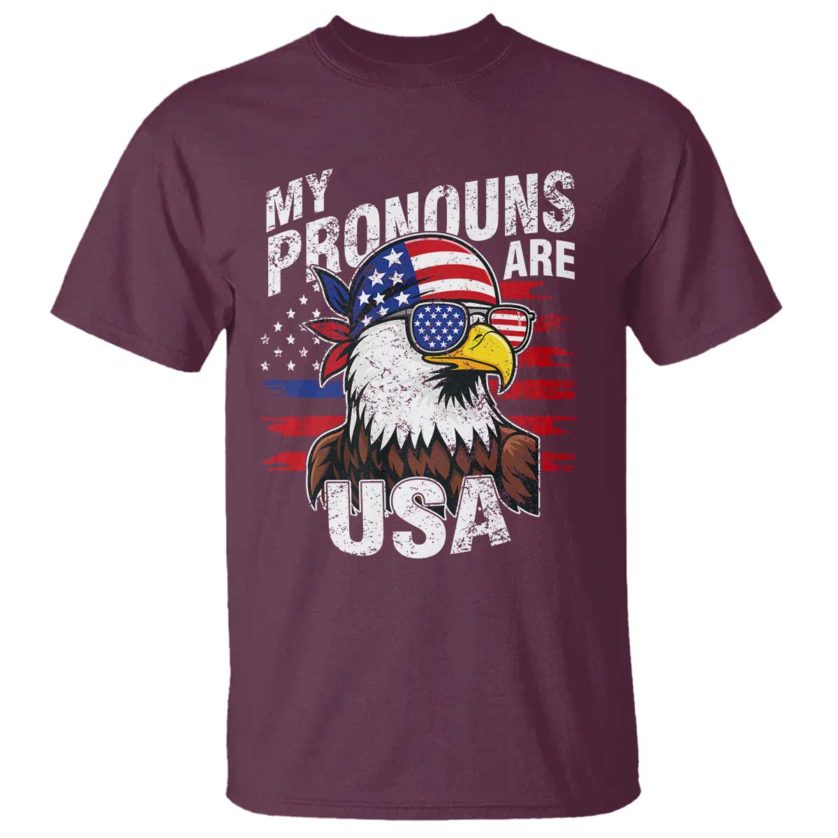 Funny My Pronouns Are USA 4th of July T Shirt Patriotic Eagle American Flag - Wonder Print Shop