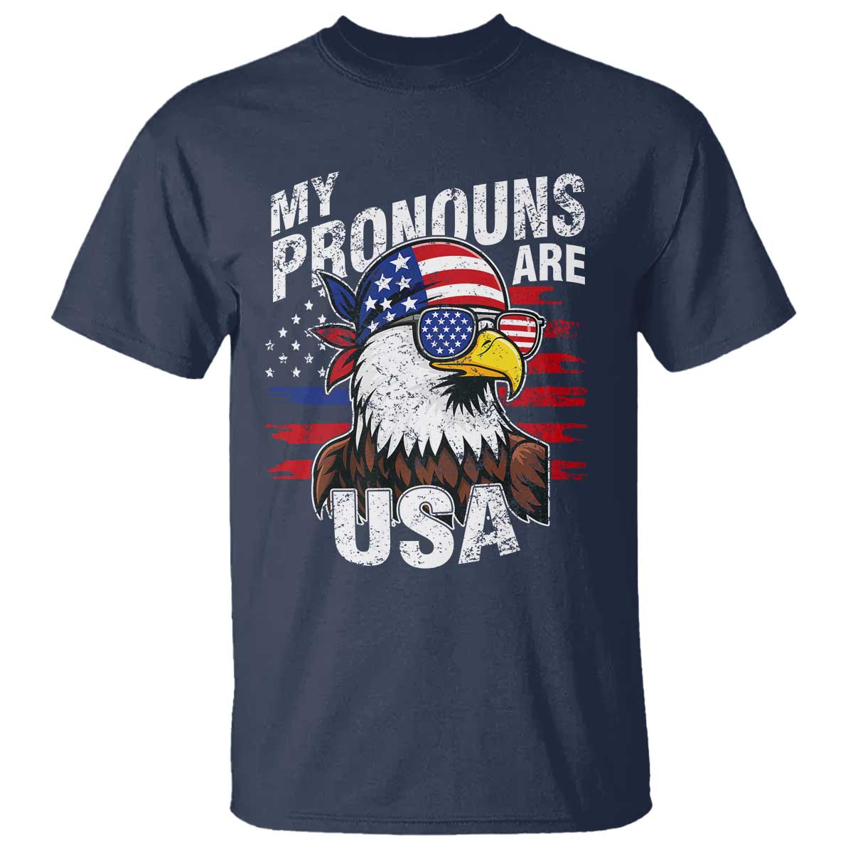Funny My Pronouns Are USA 4th of July T Shirt Patriotic Eagle American Flag - Wonder Print Shop