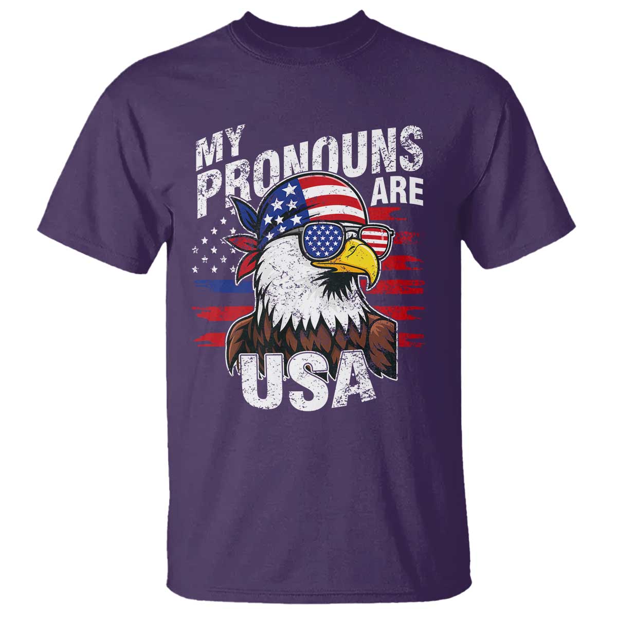 Funny My Pronouns Are USA 4th of July T Shirt Patriotic Eagle American Flag - Wonder Print Shop