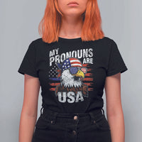 Funny My Pronouns Are USA 4th of July T Shirt For Women Patriotic Eagle American Flag - Wonder Print Shop