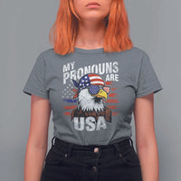 Funny My Pronouns Are USA 4th of July T Shirt For Women Patriotic Eagle American Flag - Wonder Print Shop
