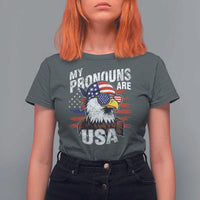 Funny My Pronouns Are USA 4th of July T Shirt For Women Patriotic Eagle American Flag - Wonder Print Shop