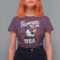 Funny My Pronouns Are USA 4th of July T Shirt For Women Patriotic Eagle American Flag - Wonder Print Shop